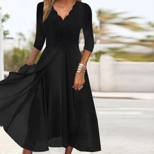 3/4 Sleeve Black Dress
